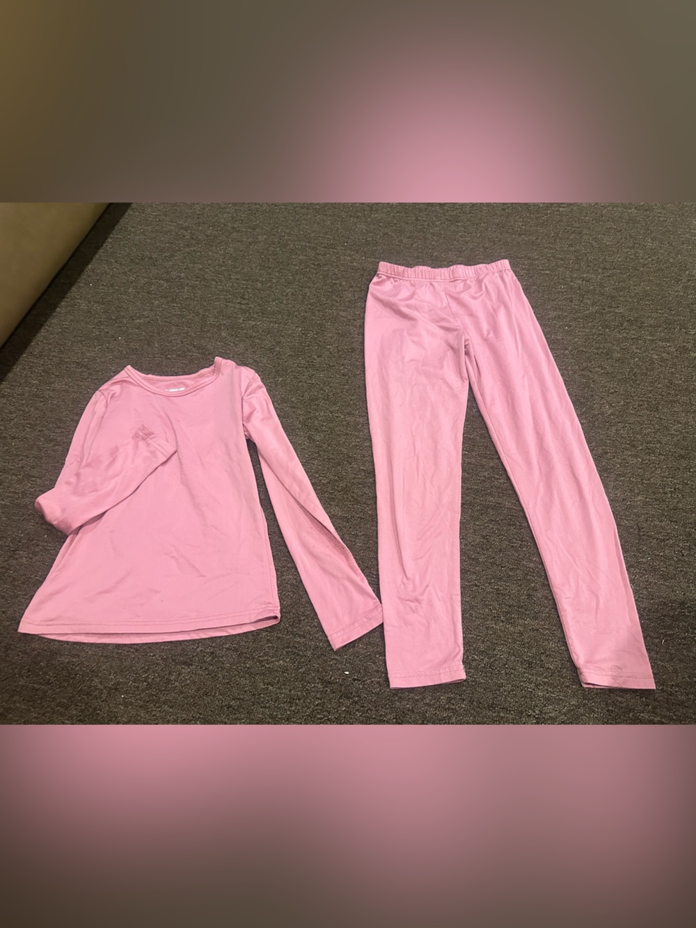 Kids L Therma Tek Pink Girls Pajama Set Soft Long Sleeve Top & Pants bottoms